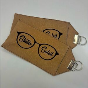 Stotes Soleil Faux Leather Glasses Case in Tan